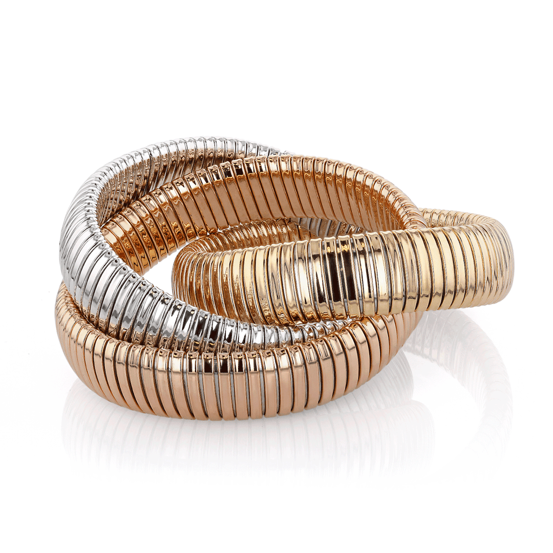 Hamilton 1970's Collection 18k Tri Color Gold 15mm Woven Cobra Bracelet