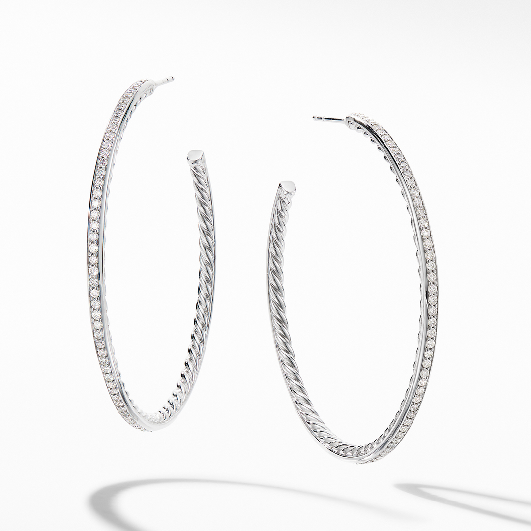 David Yurman Large Hoop Earrings with Pavé Diamonds