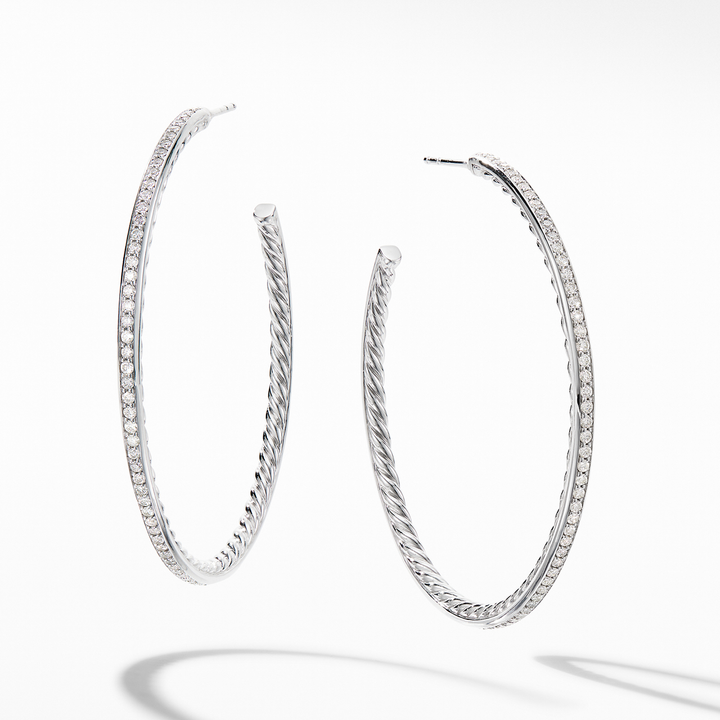 David Yurman Large Hoop Earrings with Pavé Diamonds