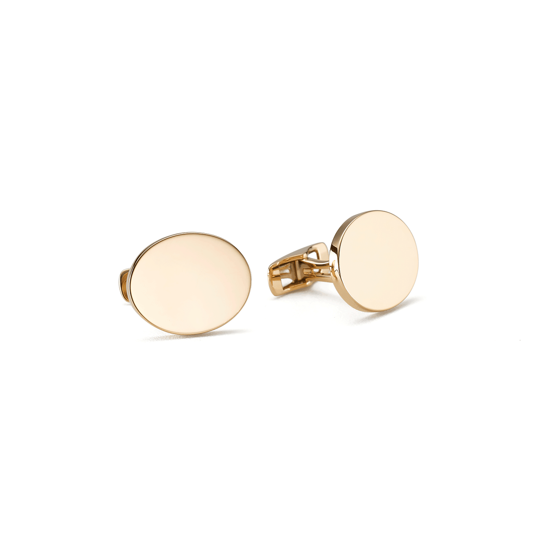 14k Yellow Gold Oval Cufflinks