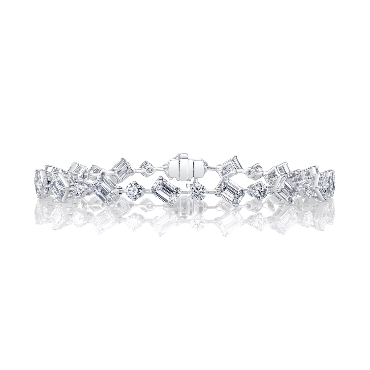 18k White Gold and 7.98 Total Weight Diamond Mix Shape Bracelet