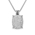 David Yurman Chatelaine Elongated Pendant Necklace Sterling Silver with Diamonds, 19mm