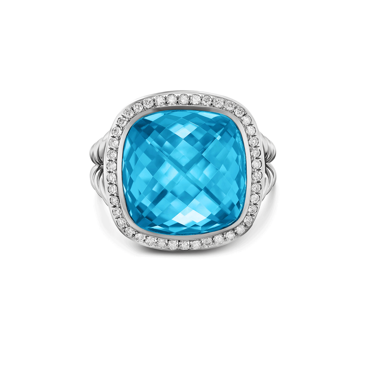 David Yurman Albion® Ring Sterling Silver with Blue Topaz and Diamonds, 15mm
