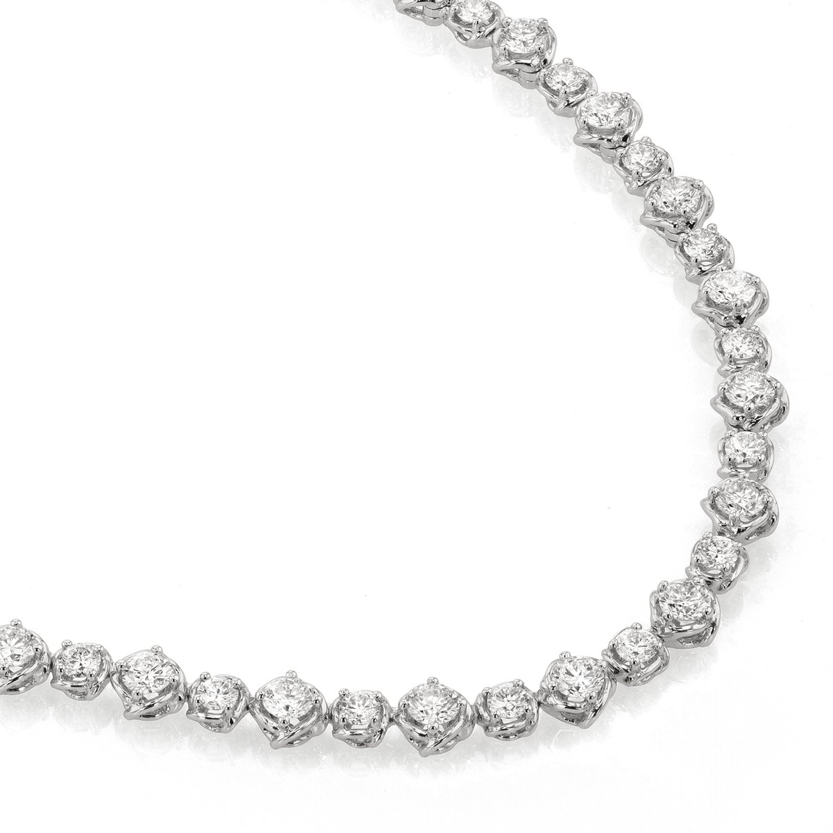 Hamilton Duet Collection 18k White Gold and 8.22 Total Weight Natural Diamond Line 16 Inch Necklace