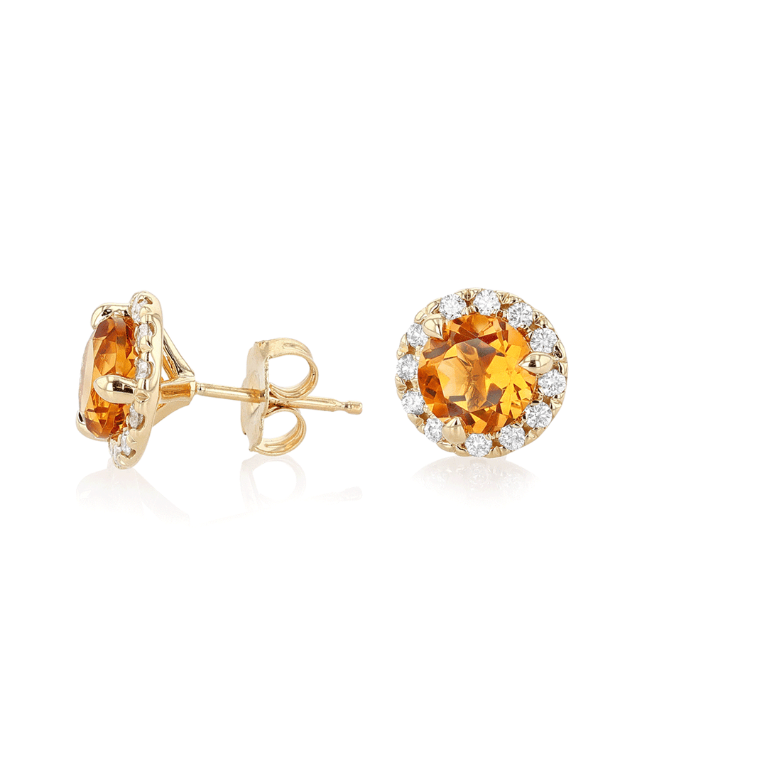 Hamilton Lisette Collection 14k Yellow Gold and 2.00 Total Weight Citrine Diamond Studs