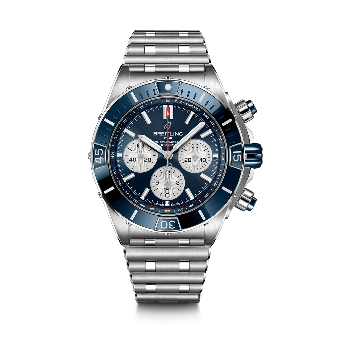 Breitling Super Chronomat B01 44 Blue Steel Bracelet #AB0136161C1A1