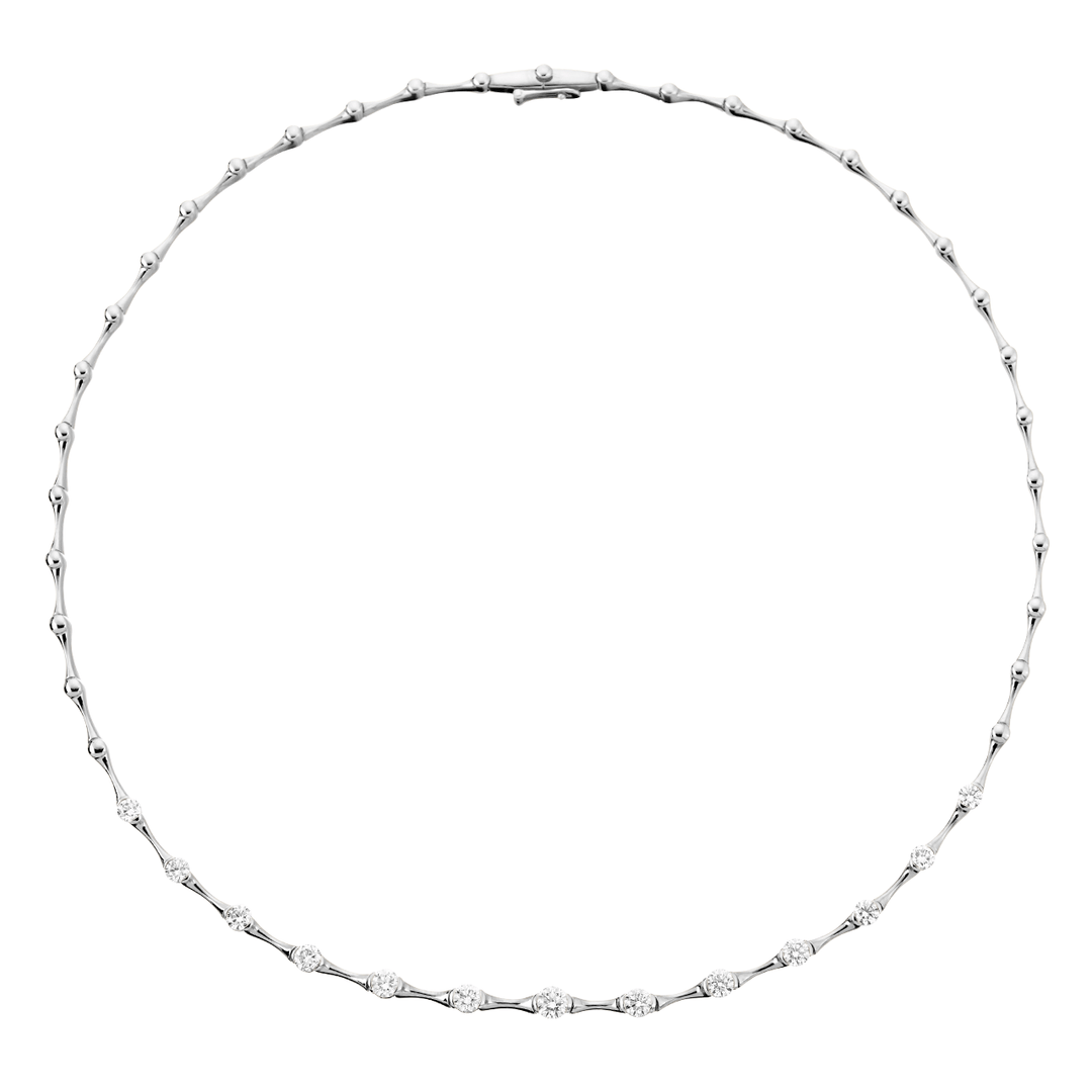 Wave 18k White Gold and Diamond Necklace