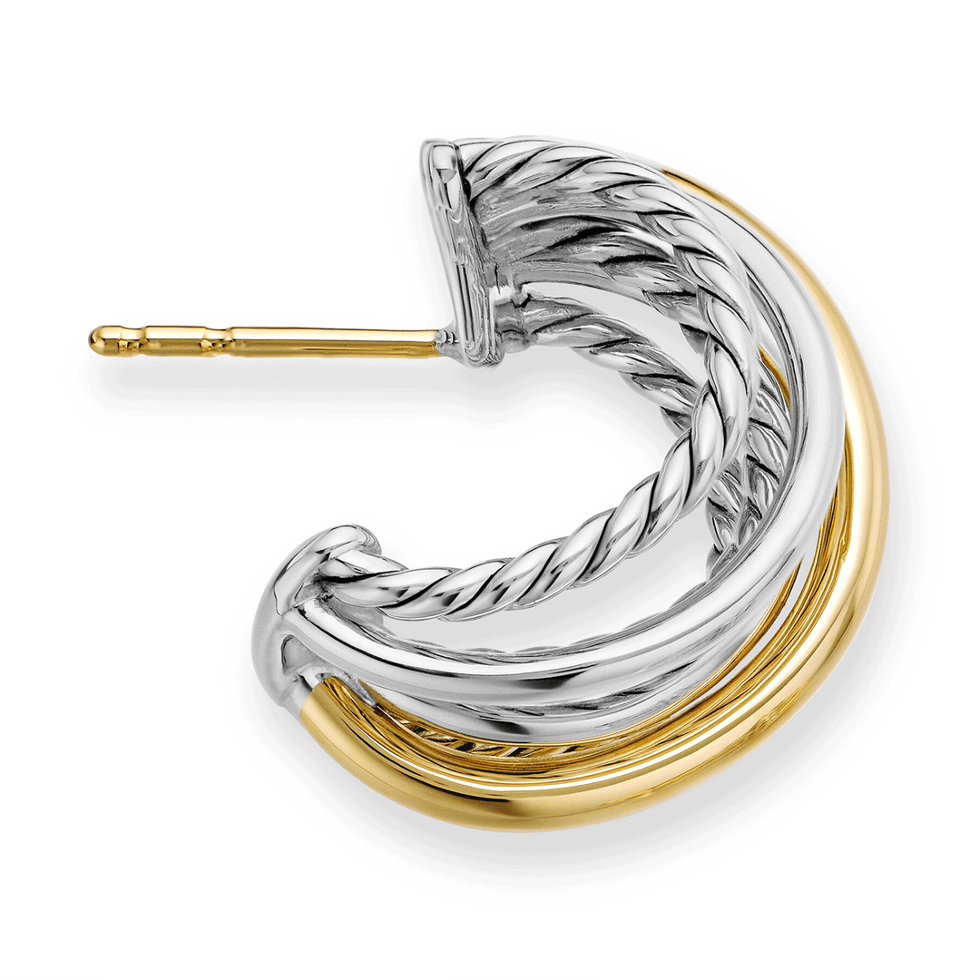 David Yurman The Crossover Collection Huggie Hoop Earrings with 18k Yellow Gold