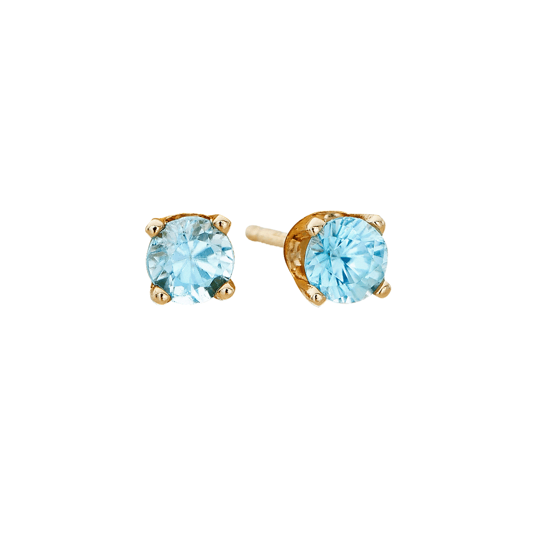 14k 3mm Aquamarine Birthstone March Stud Earrings