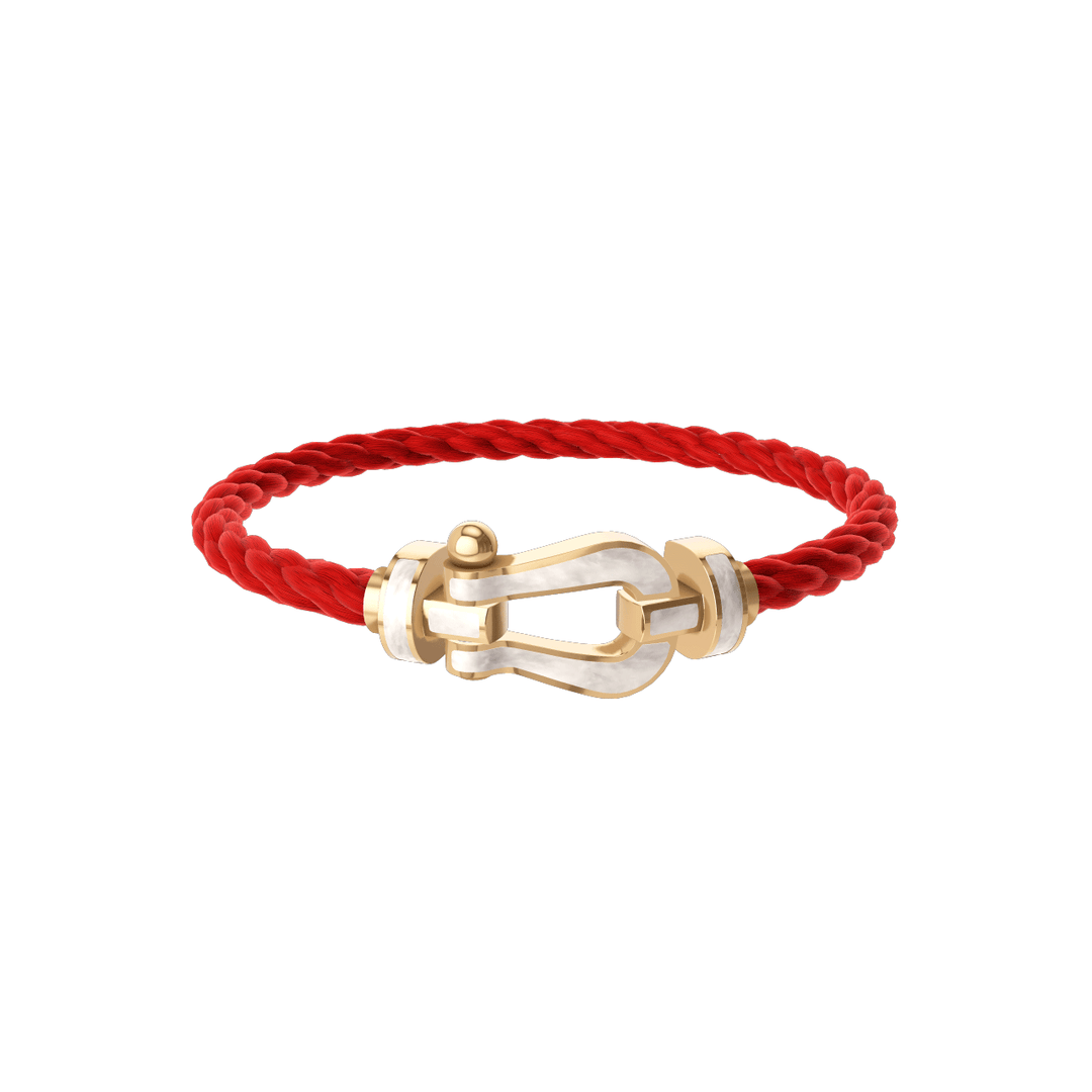 Fred FORCE 10 Red Cable 18k Yellow Gold Mother Of Pearl LG Buckle, Exclusively at Hamilton Jewelers