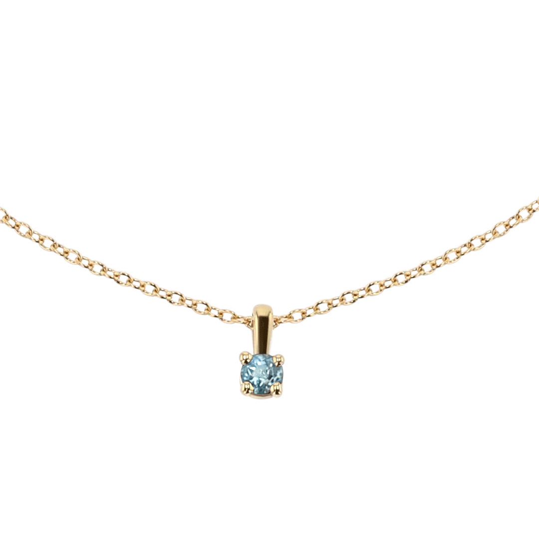 14k Yellow Gold and Blue Topaz Birthstone Pendant