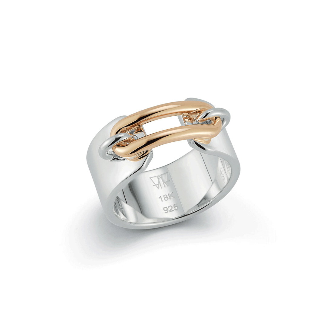 Walters Faith Morrell 18k Rose gold and Sterling Silver Link Ring