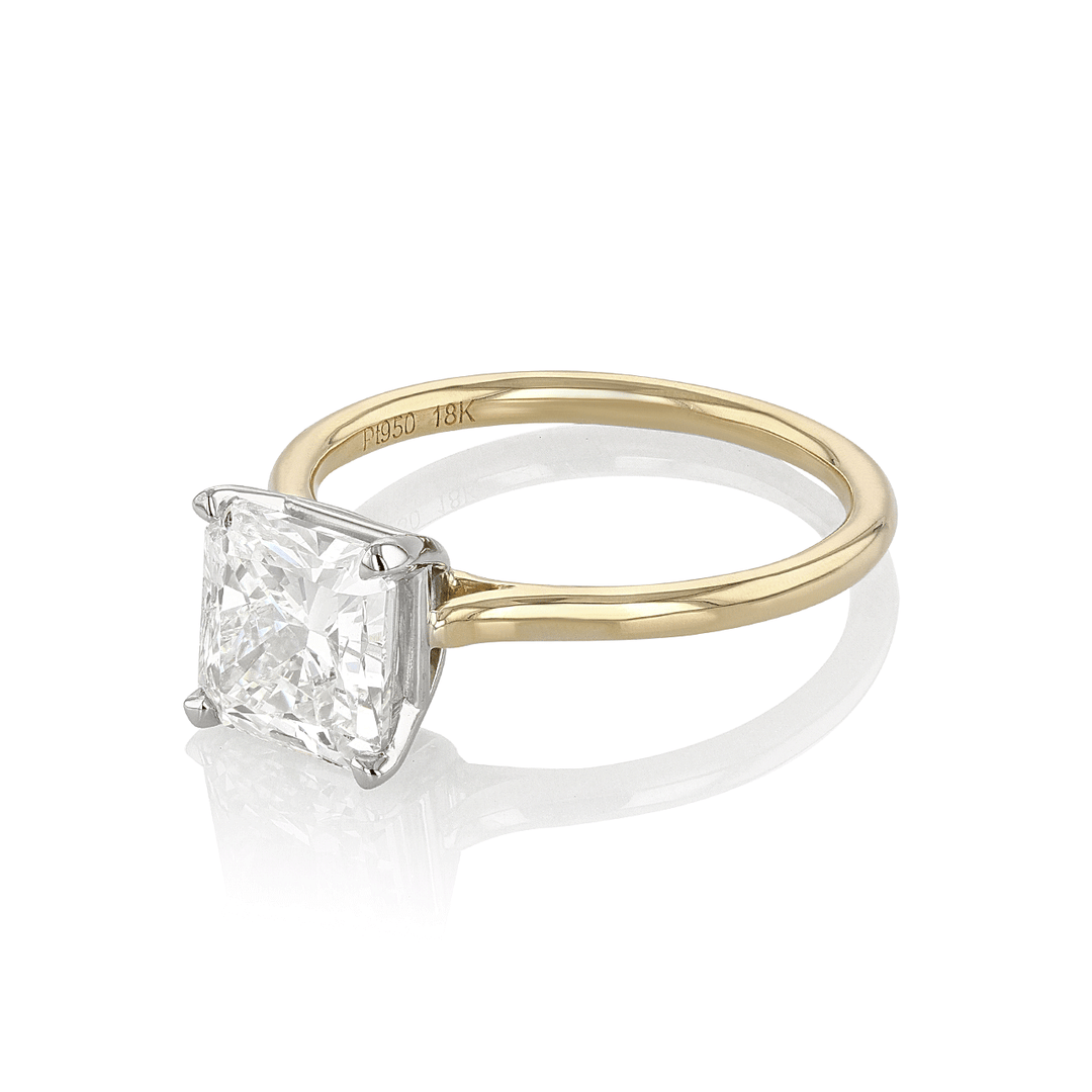 Hamilton Select Collection 18k Yellow Gold and 2.31 Total Weight Radiant Cut Diamond Engagement Ring