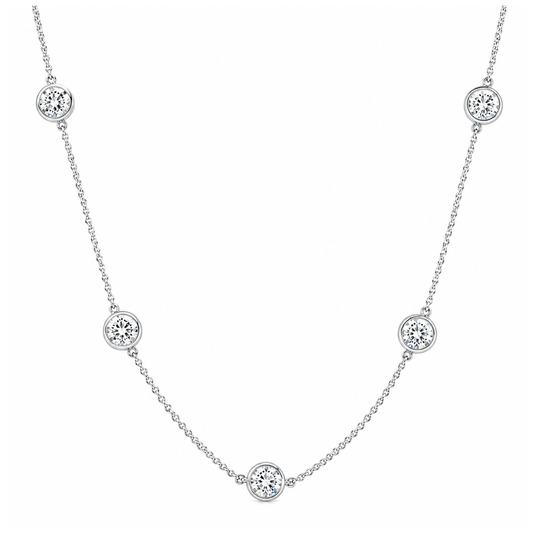 14k White Gold and 2.13 Total Weight Diamonds By The Yard Necklace