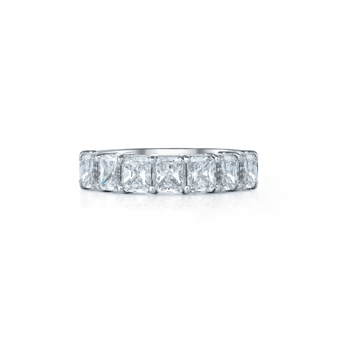 Platinum and 7 Radiant Cut Diamond 1.28 Total Weight Band
