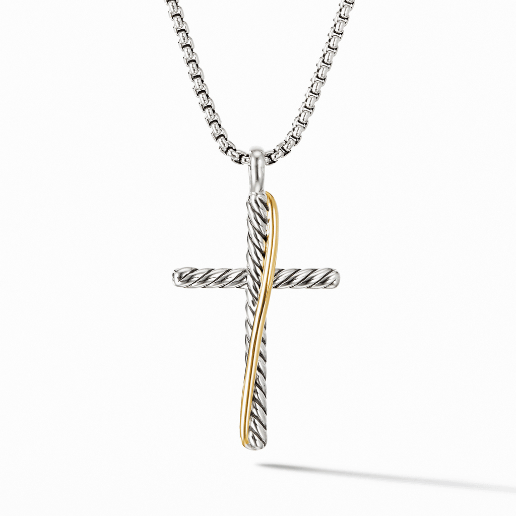 David Yurman The Crossover Collection Cross Necklace with 18k Yellow Gold