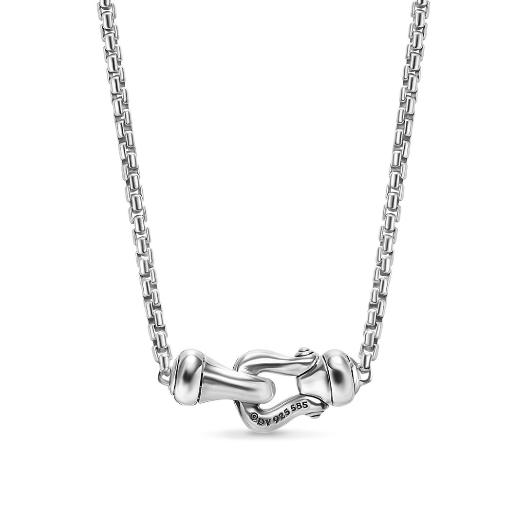 David Yurman Petite Buckle Necklace Sterling Silver with 14K Yellow Gold 16.2mm