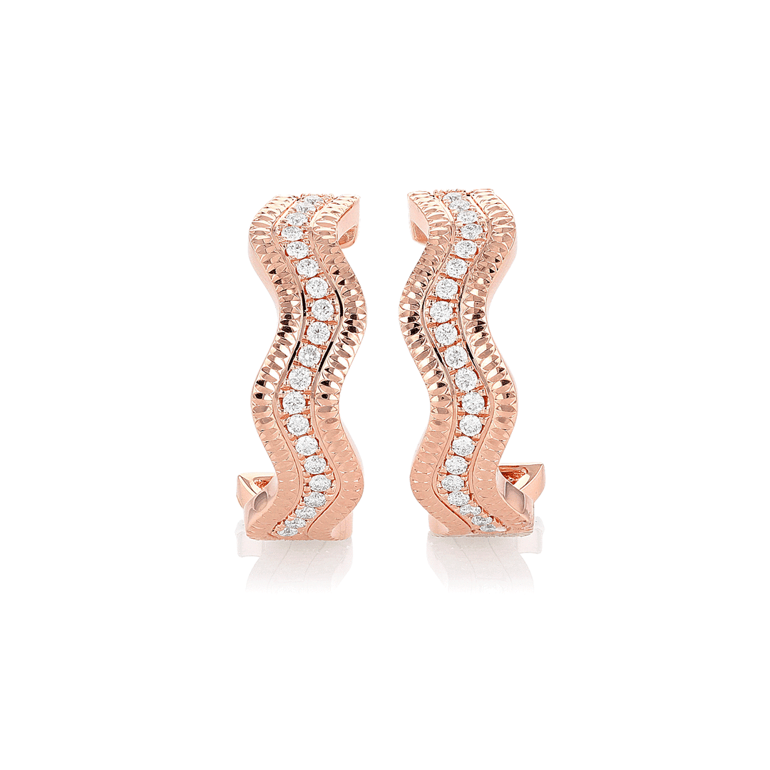 Regency 18k Rose Gold and .37 Total Weight Diamond Earrings