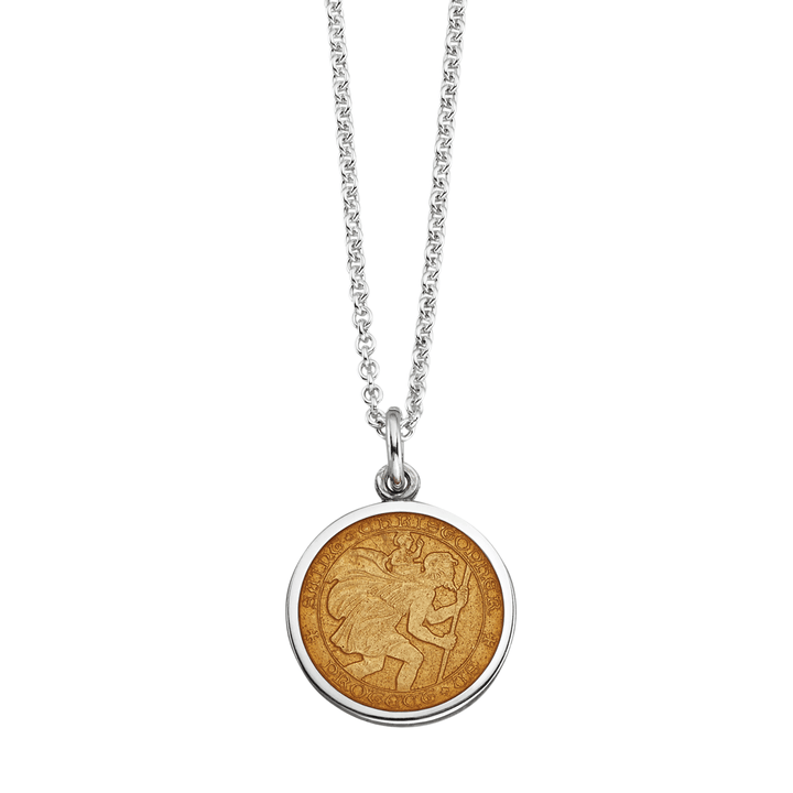 St. Christopher Gold Enamel Medal With Chain