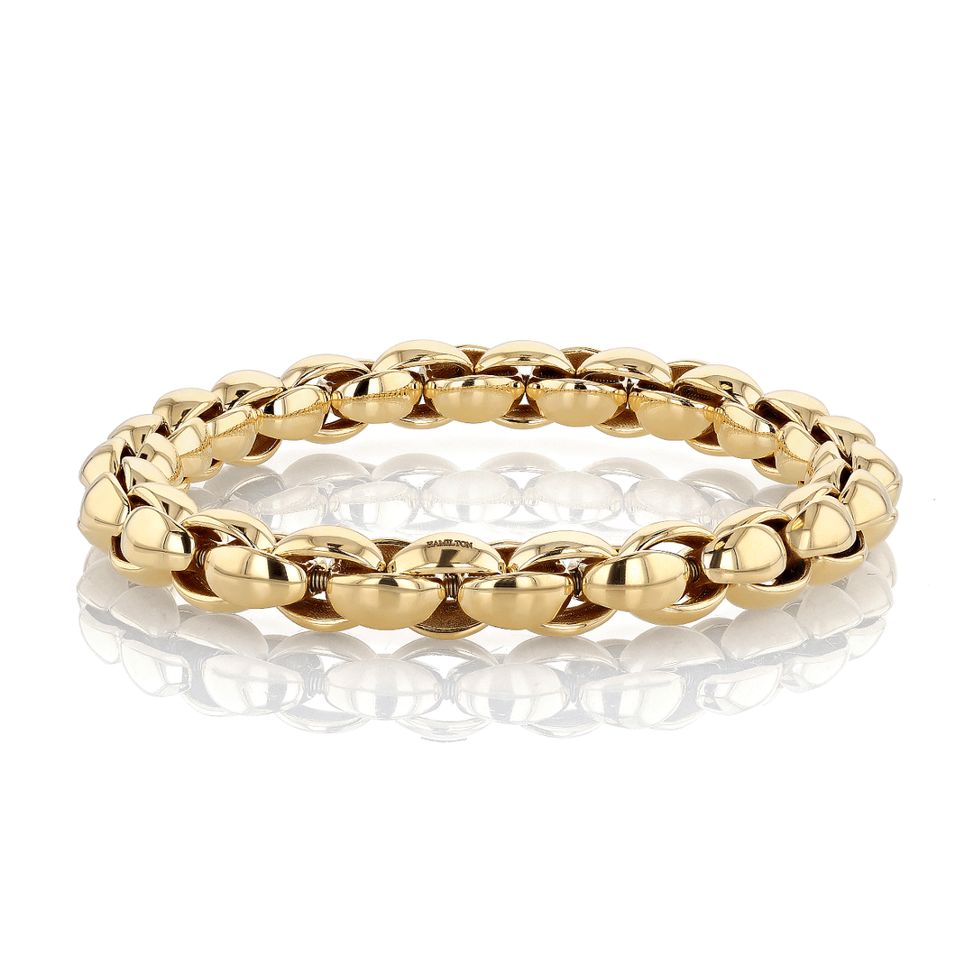 18k Yellow Gold Rolo Link Flexible Bracelet