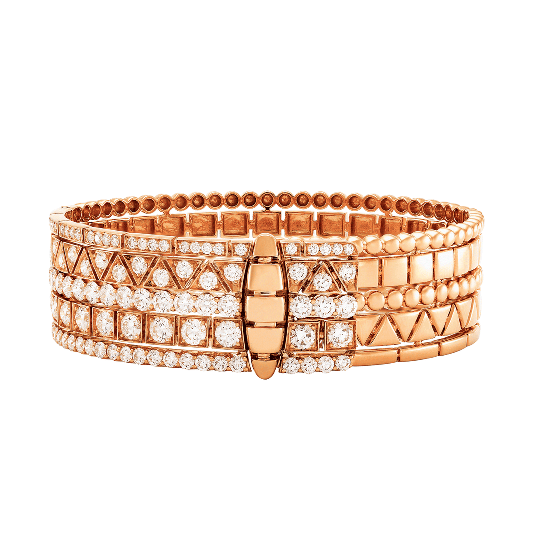 Ethio Maria 18k Rose Gold and Diamond Multi Row Bracelet