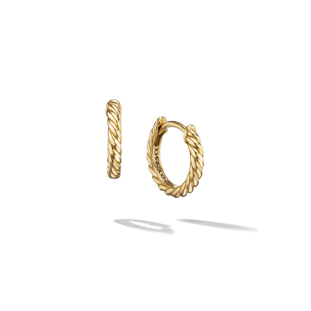 David Yurman Sculpted Cable Micro Huggie Hoop Earrings in 18k Yellow Gold