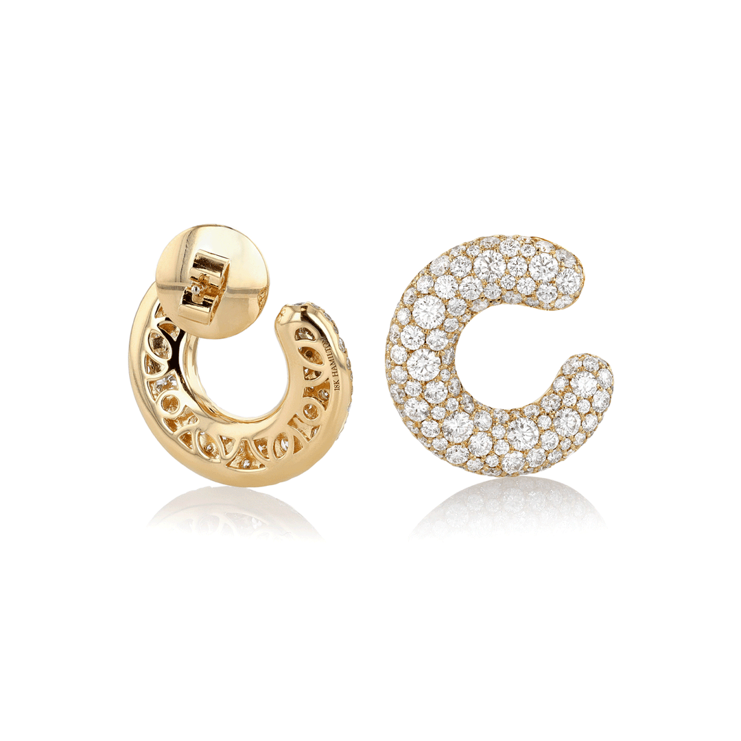 Luminous 18k Yellow Gold and Diamond 5.02 Total Weight 20mm Hoops