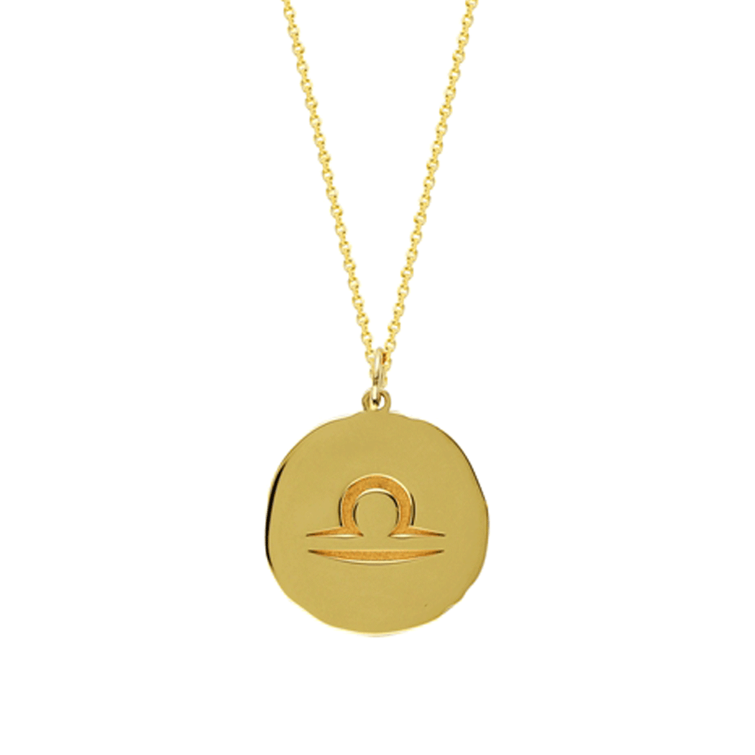 14k Yellow Gold Zodiac Libra Pendant