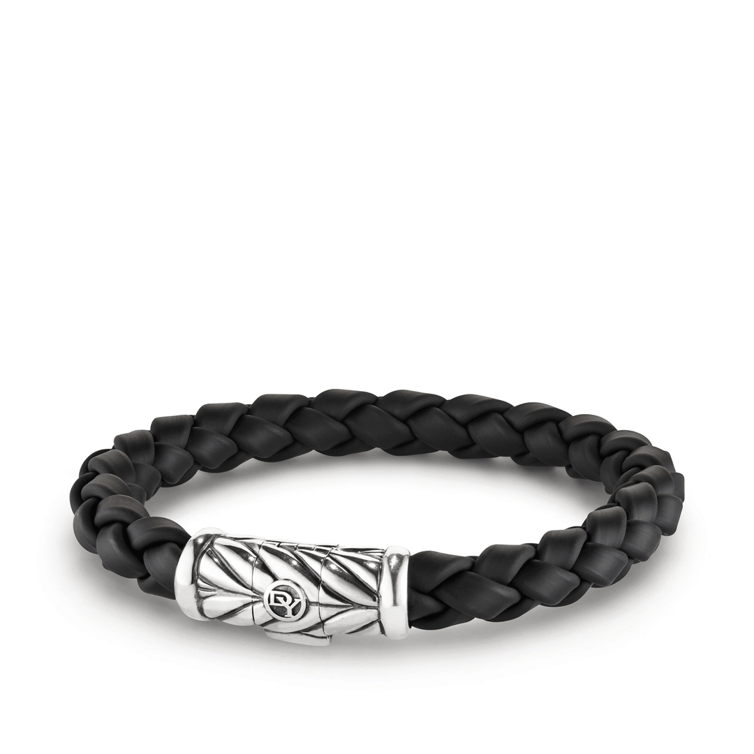 David Yurman Chevron Rubber Weave Bracelet in Black, 8mm