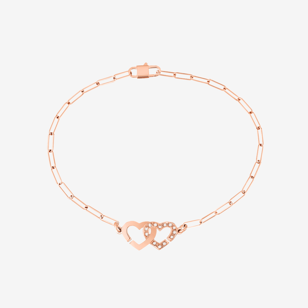 Dinh Van Double Cœurs 18k Rose Gold R9 Diamond Bracelet