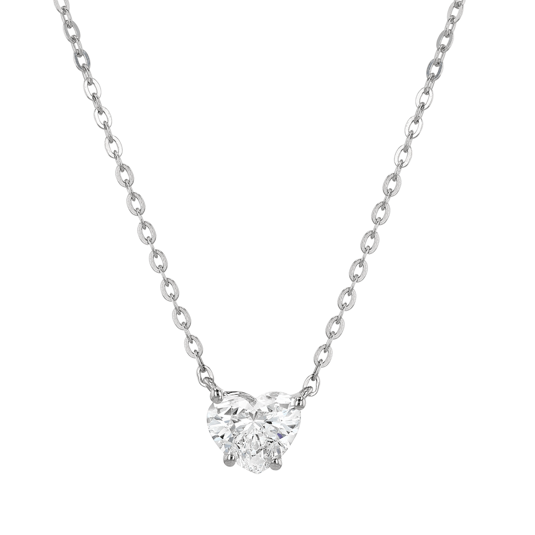 18k White Gold and Heart Shape Diamond 1.50 Total Weight Pendant