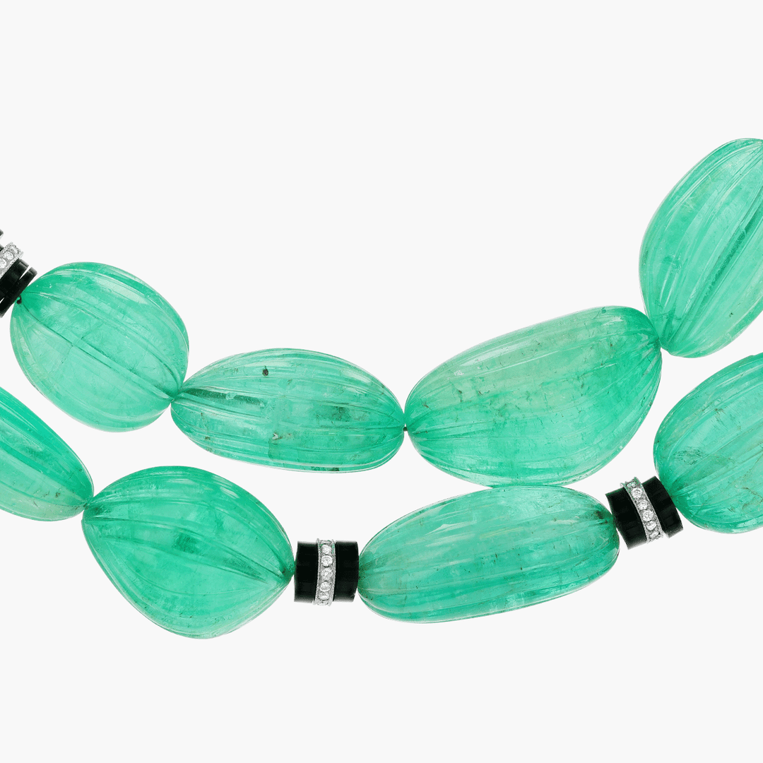 Hamilton Private Reserve Collection Carved Emerald 887 Total Weight Diamond Strand