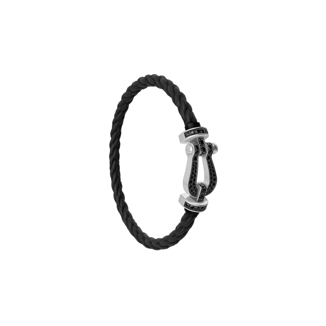 FRED FORCE 10 Black Cord with 18k White Gold LG Full black sapphire Buckle, Exclusively at Hamilton Jewelers