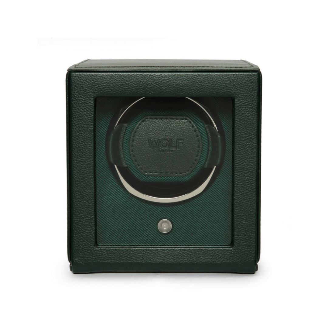 Wolf Designs Cub Single Watch Winder with Cover  Dark Green
