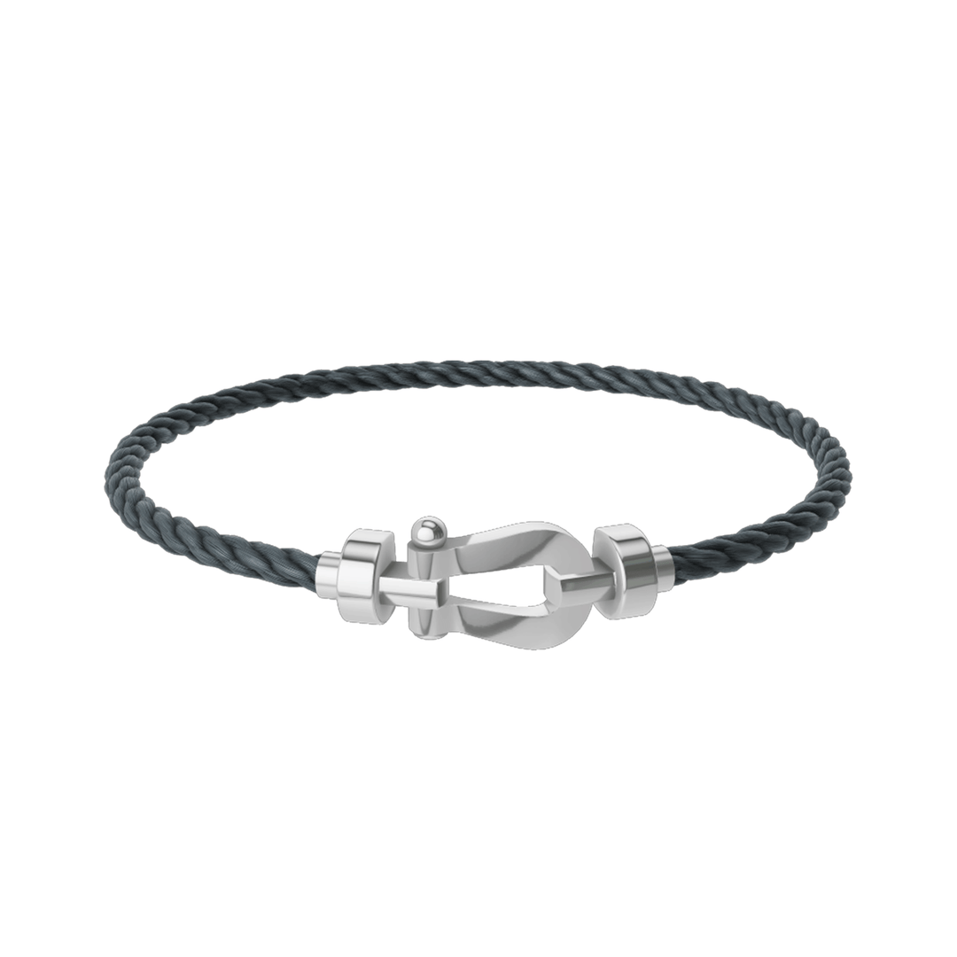 FRED Storm Grey Cable Bracelet with 18k White LG Buckle, Exclusively at Hamilton Jewelers