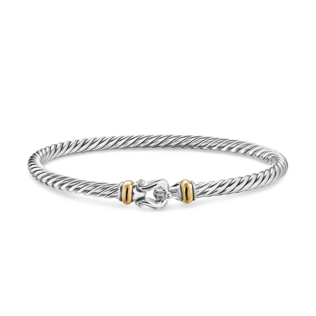 David Yurman Cable Flex® Buckle Bracelet Sterling Silver with 14K Yellow Gold, 4mm