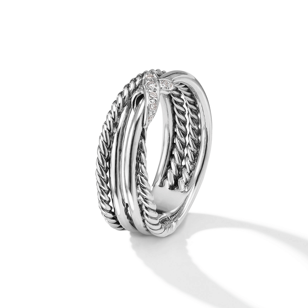 David Yurman X Collection Ring with Diamonds,6mm