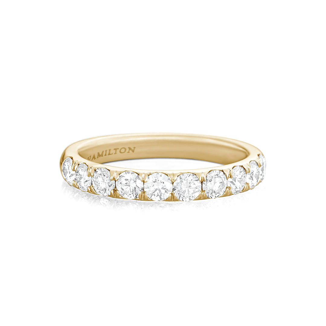 Hamilton Lisette Collection 18k Yellow Gold and 1.00 Total Weight Diamond Half Way Band