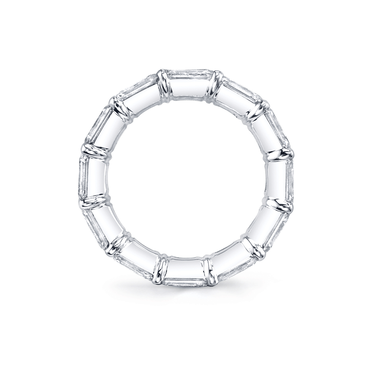 Platinum and 3.20 Total Weight Emerald Cut Diamond Eternity Band