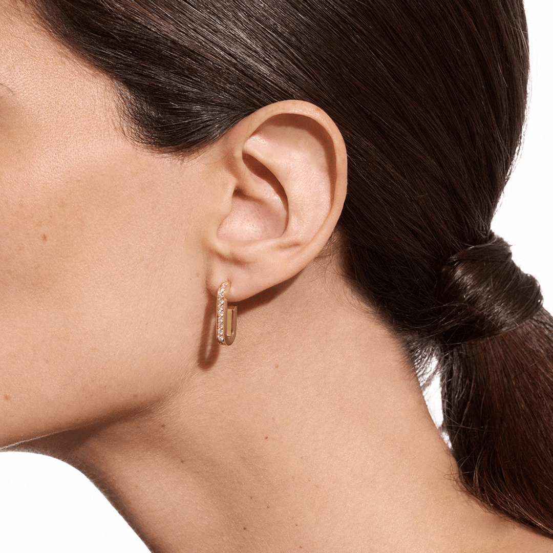 Dinh Van Maillon 18k Yellow Gold and Diamond Earrings