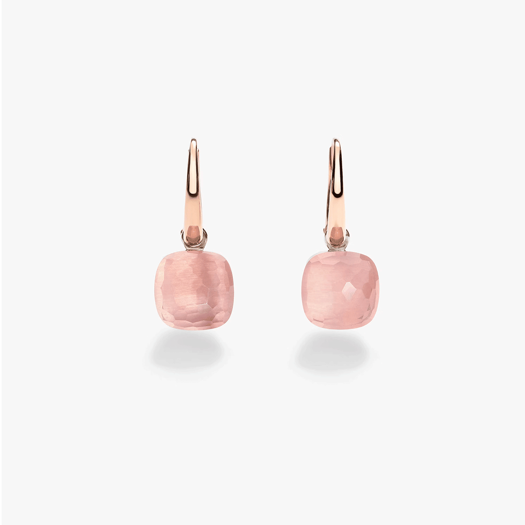 Pomellato Nudo Petit 18k Rose Gold White Gold and Rose Quartz Earrings