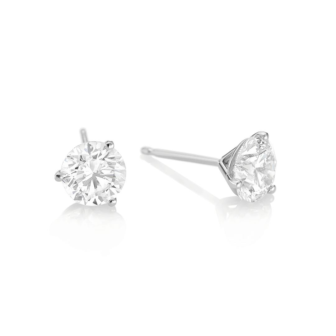 Classic 18k Gold and 2.50 Total Weight Diamond Studs