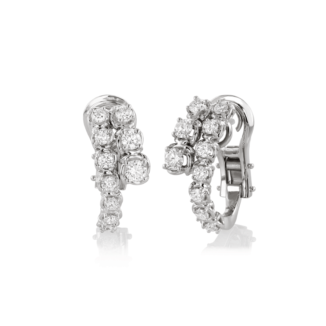 Hamilton Duet Collection 18k White Gold and 1.12 Total Weight Diamond Wrap Hoops