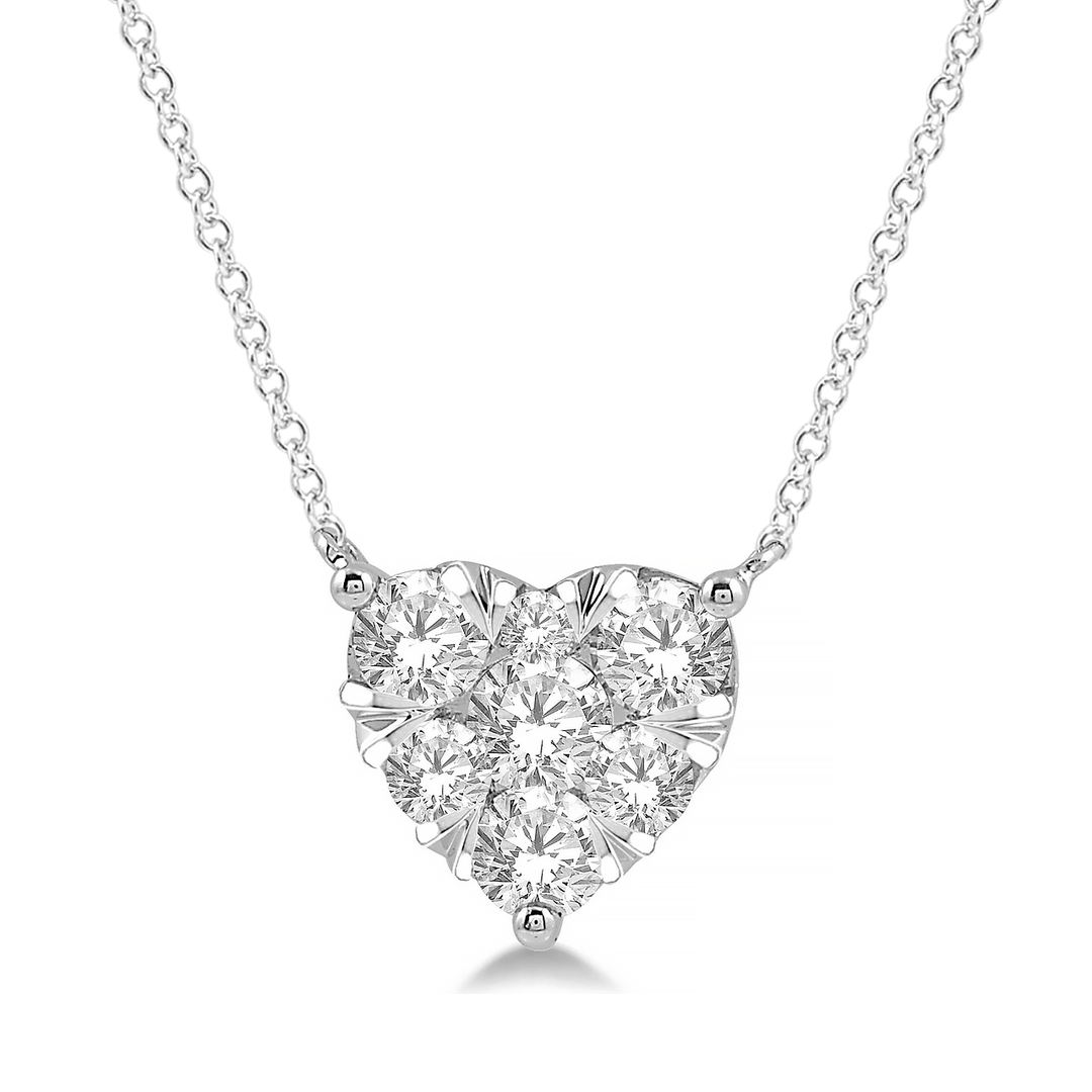 Celestial 14k White Gold and Diamond .33 Total Weight Heart Pendant