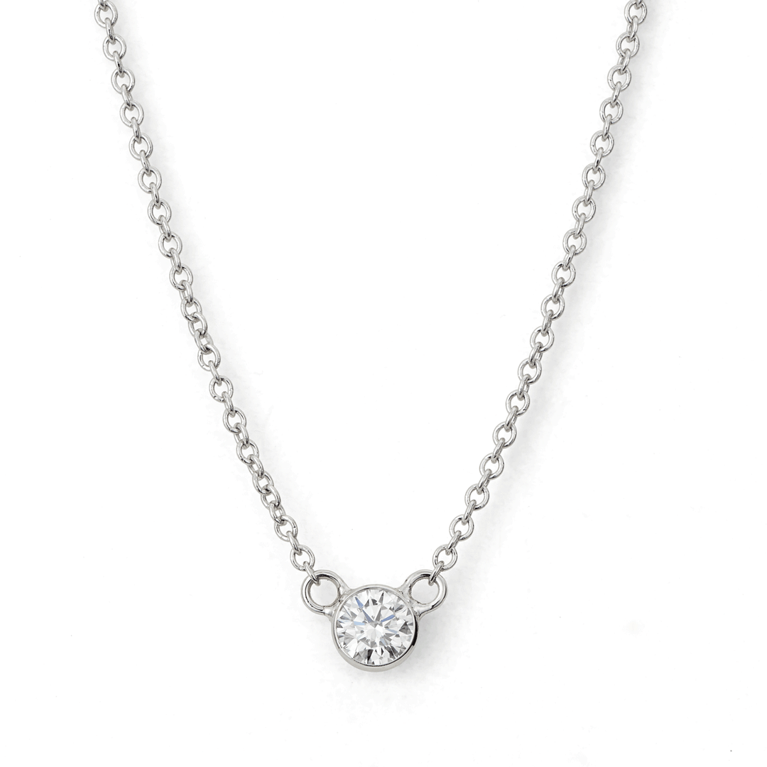 14k White Gold Childs First Hamilton Diamond Necklace