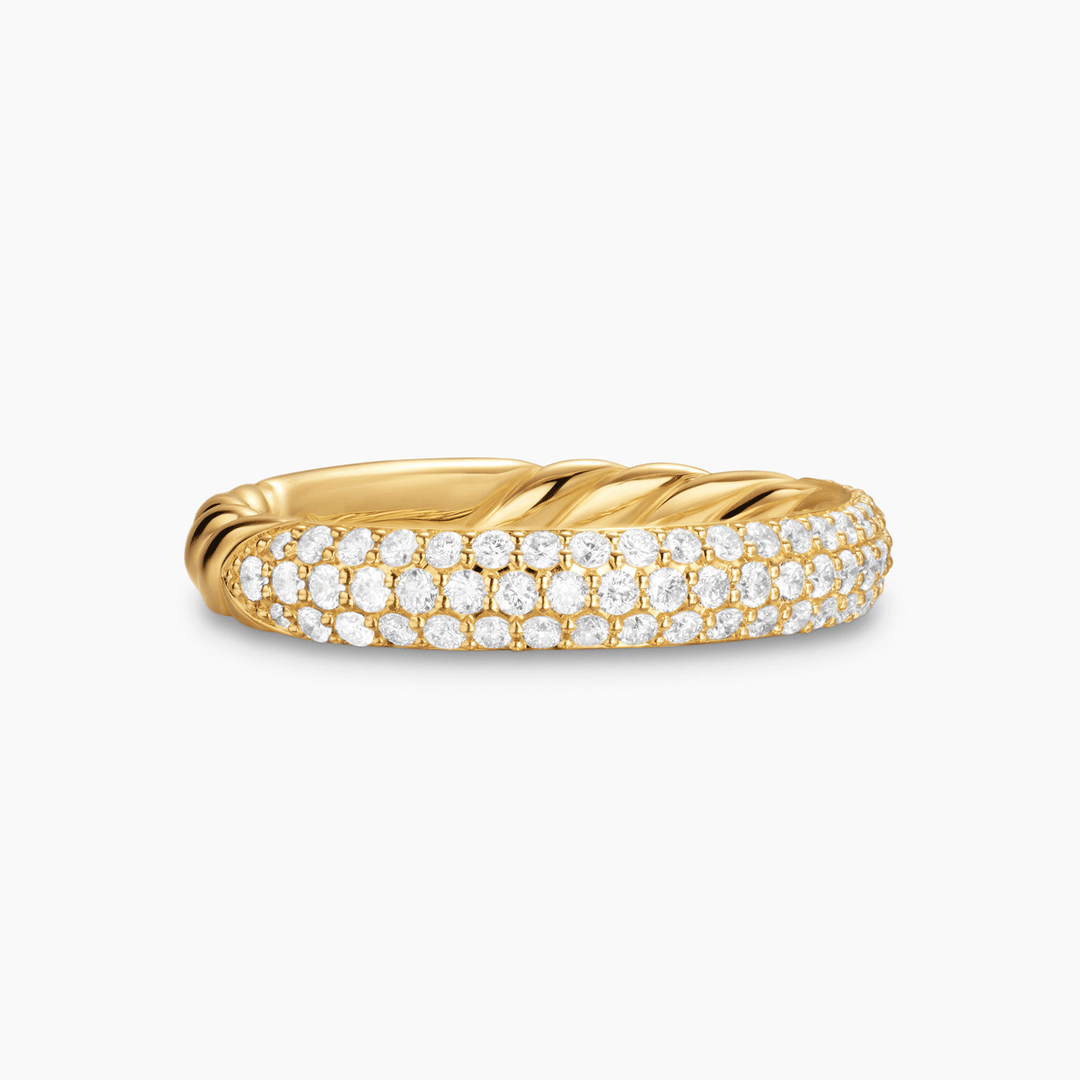 David Yurman Mercer Pavé Band Ring 18k Yellow Gold with Diamonds, 3.7mm