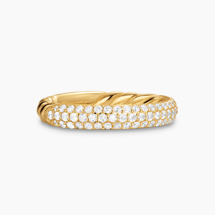 David Yurman Mercer Pavé Band Ring 18k Yellow Gold with Diamonds, 3.7mm