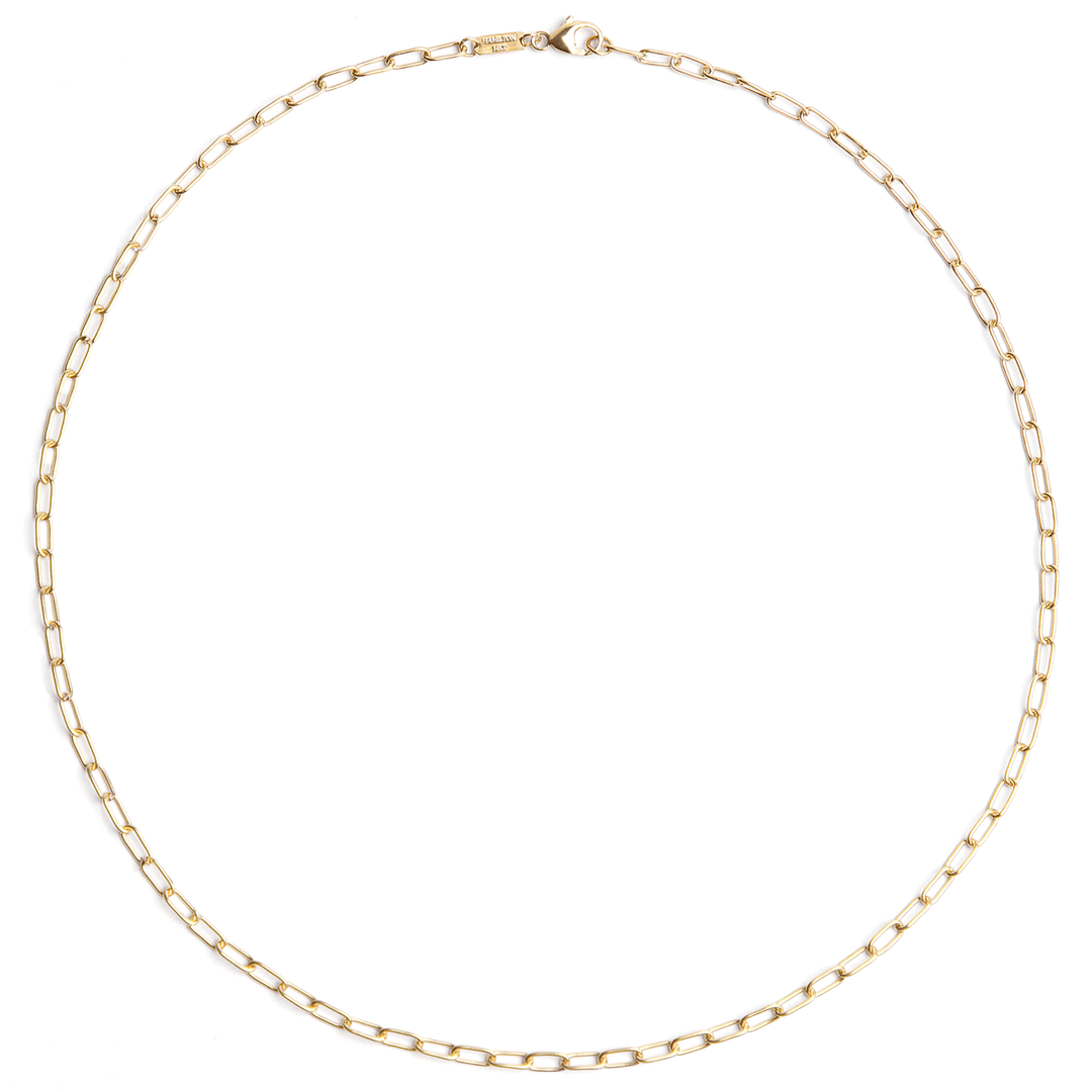 14k Yellow Recycled Gold Small 2.6mm Long Link Chain 16" Necklace
