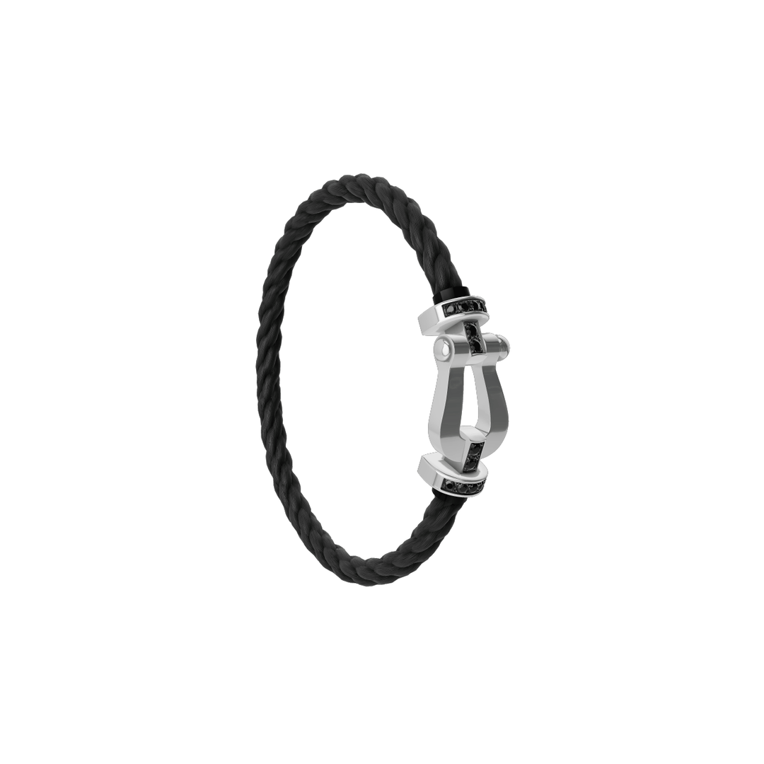 FRED FORCE 10 Black Cable with 18k White LG Buckle Half Black Diamond, Exclusively at Hamilton Jewelers