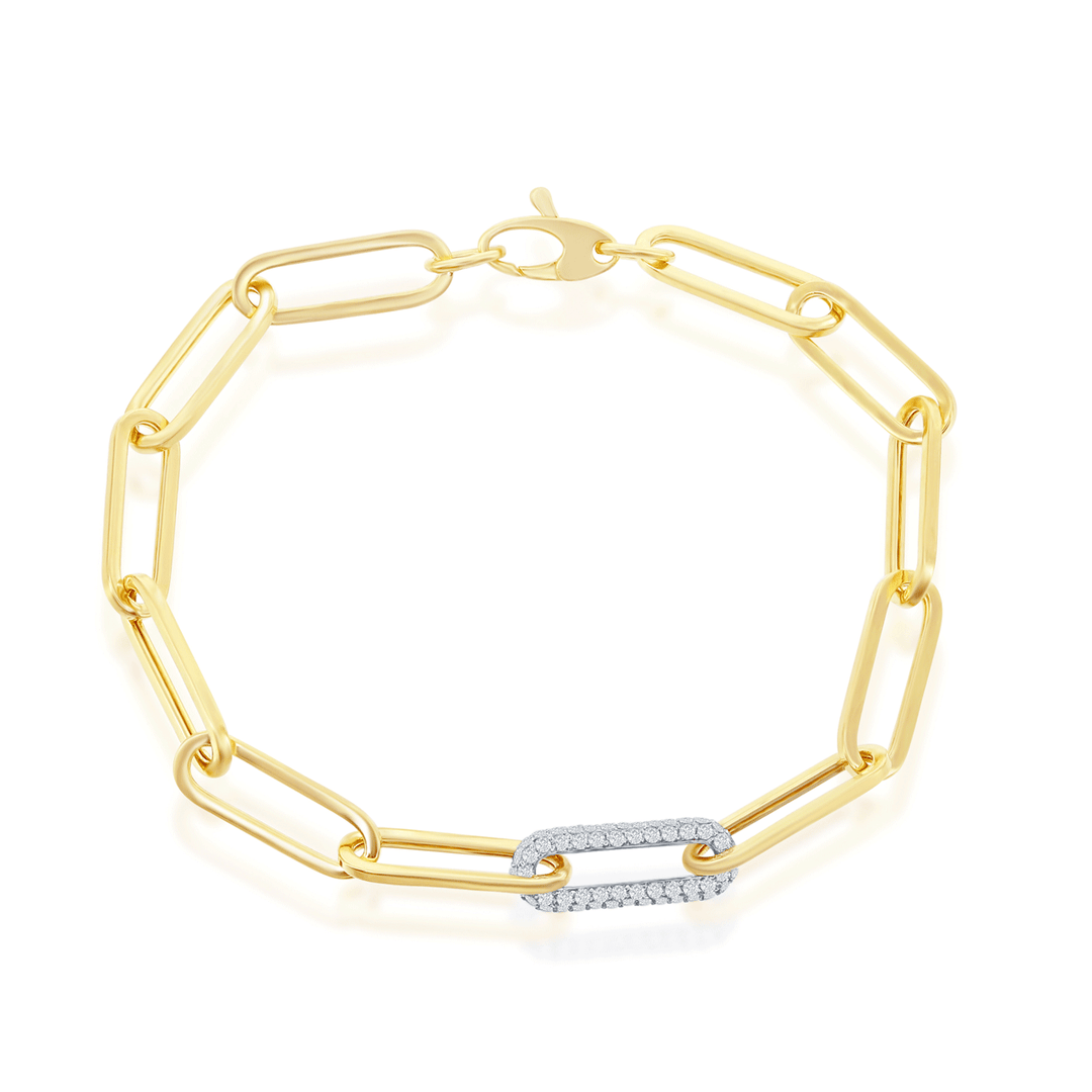 14k Gold and .71 Total Weight Diamond Paper Clip Bracelet